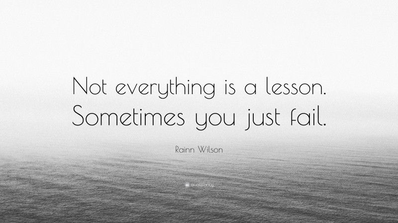 Rainn Wilson Quote: “Not everything is a lesson. Sometimes you just fail.”
