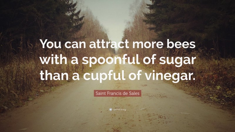 Saint Francis de Sales Quote: “You can attract more bees with a spoonful of sugar than a cupful of vinegar.”