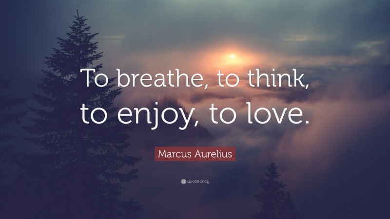 Marcus Aurelius Quote: “To breathe, to think, to enjoy, to love.”