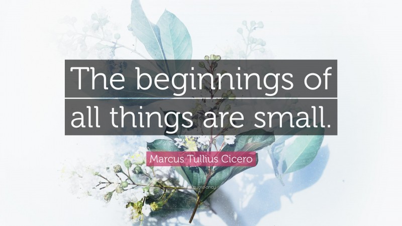 Marcus Tullius Cicero Quote: “The beginnings of all things are small.”