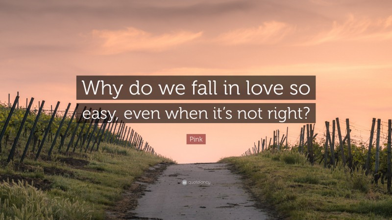 Pink Quote: “Why do we fall in love so easy, even when it’s not right?”
