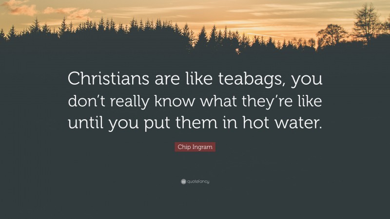 Chip Ingram Quote: “Christians are like teabags, you don’t really know what they’re like until you put them in hot water.”