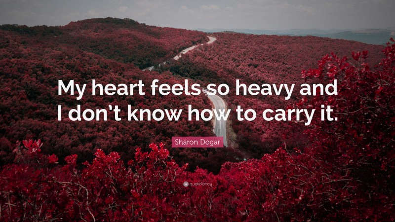 Sharon Dogar Quote: “My heart feels so heavy and I don’t know how to carry it.”