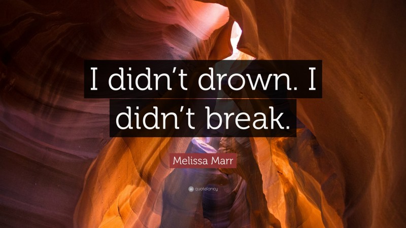 Melissa Marr Quote: “I didn’t drown. I didn’t break.”