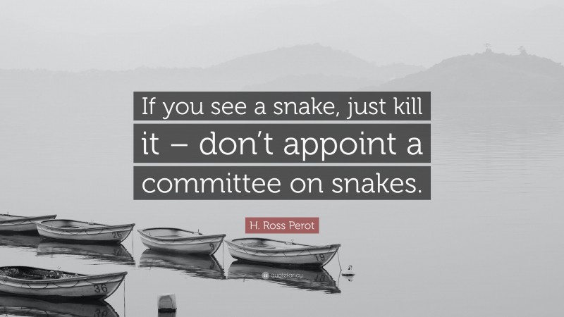 H. Ross Perot Quote: “If you see a snake, just kill it – don’t appoint a committee on snakes.”