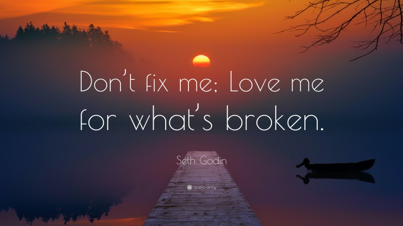 Seth Godin Quote: “Don’t fix me; Love me for what’s broken.”