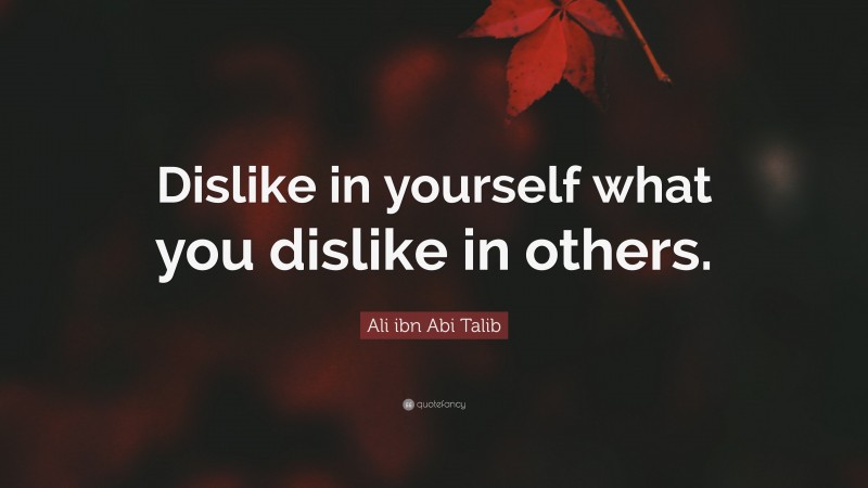 Ali ibn Abi Talib Quote: “Dislike in yourself what you dislike in others.”