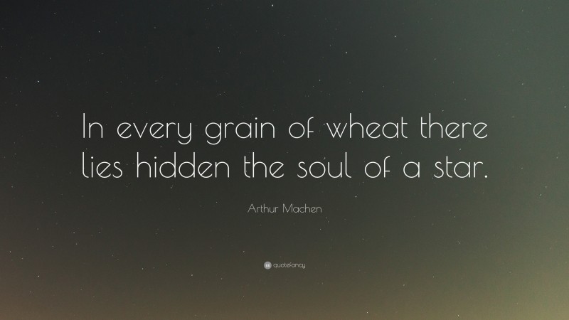 Arthur Machen Quote: “In every grain of wheat there lies hidden the soul of a star.”