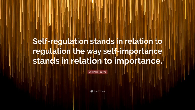 Willem Buiter Quote: “Self-regulation stands in relation to regulation the way self-importance stands in relation to importance.”
