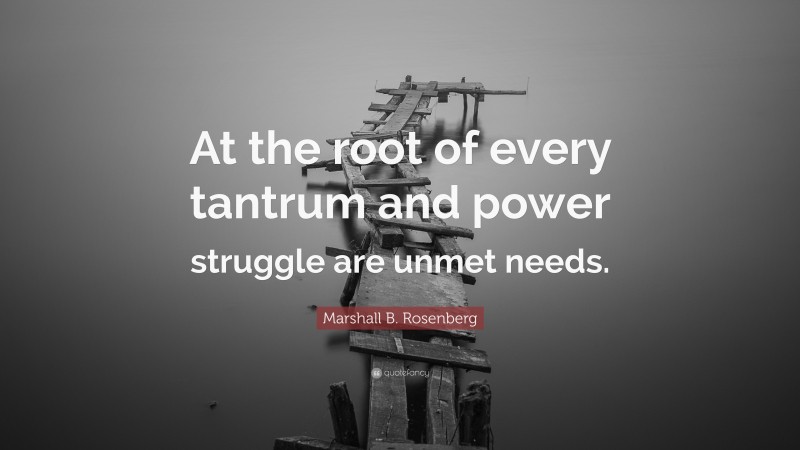 Marshall B. Rosenberg Quote: “At the root of every tantrum and power struggle are unmet needs.”