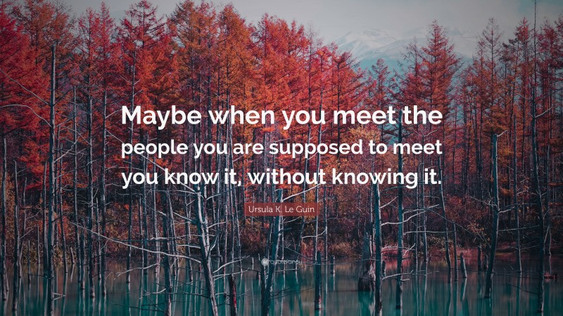 Ursula K. Le Guin Quote: “Maybe when you meet the people you are supposed to meet you know it, without knowing it.”