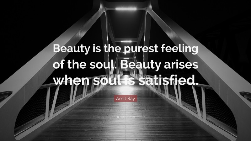 Amit Ray Quote: “Beauty is the purest feeling of the soul. Beauty arises when soul is satisfied.”