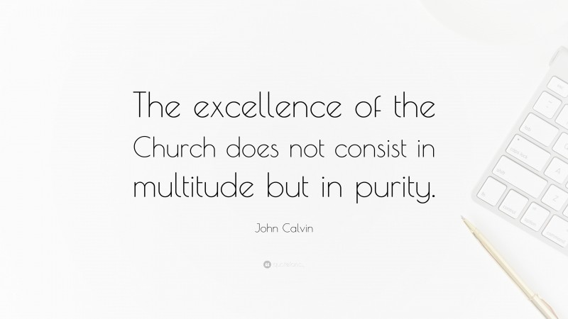 John Calvin Quote: “The excellence of the Church does not consist in multitude but in purity.”