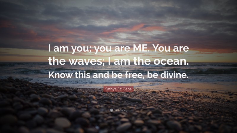 Sathya Sai Baba Quote: “I am you; you are ME. You are the waves; I am the ocean. Know this and be free, be divine.”