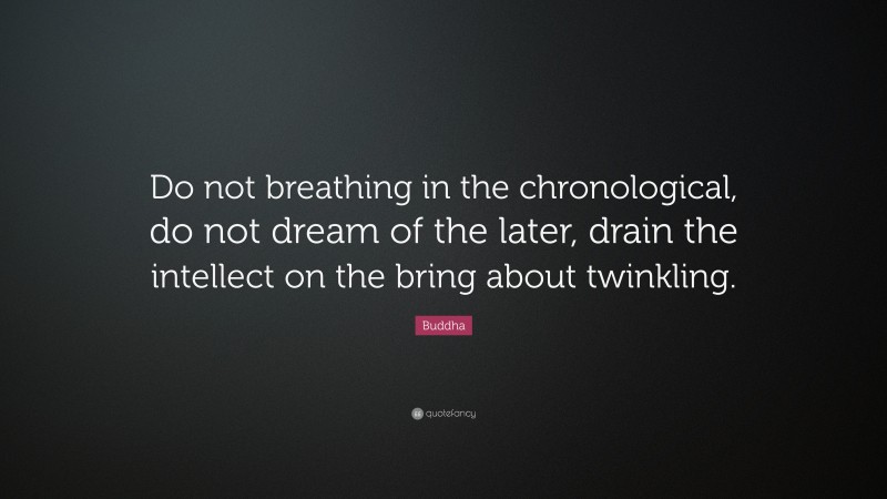 Buddha Quote: “Do not breathing in the chronological, do not dream of the later, drain the intellect on the bring about twinkling.”