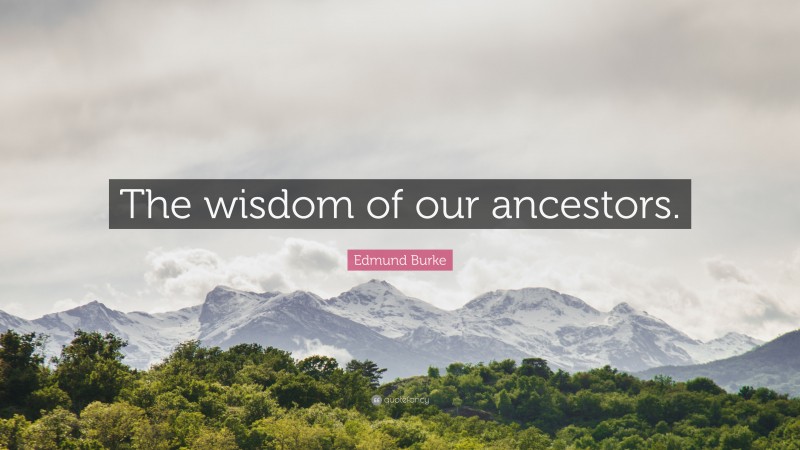 Edmund Burke Quote: “The wisdom of our ancestors.”