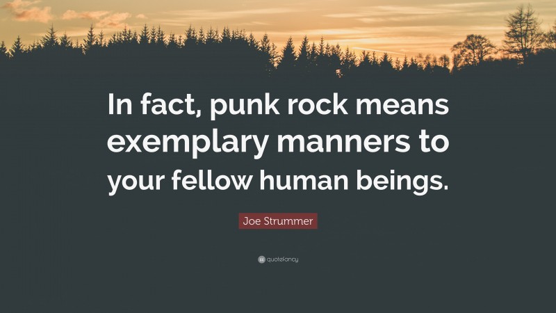 Joe Strummer Quote: “In fact, punk rock means exemplary manners to your fellow human beings.”