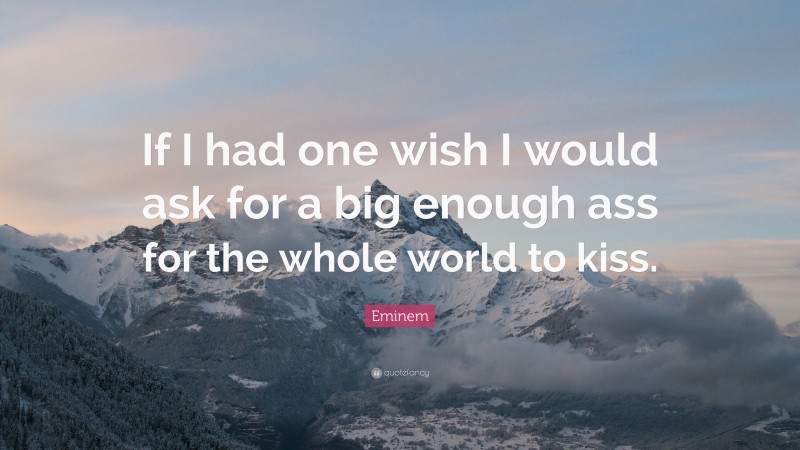 Eminem Quote: “If I had one wish I would ask for a big enough ass for the whole world to kiss.”
