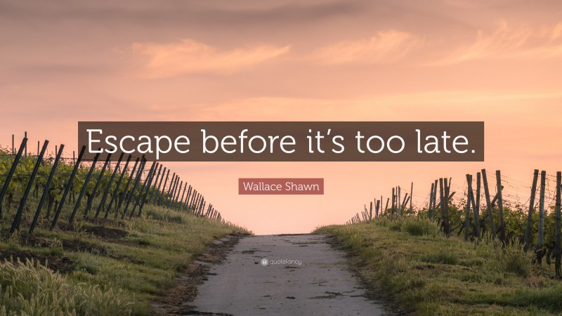 Wallace Shawn Quote: “Escape before it’s too late.”