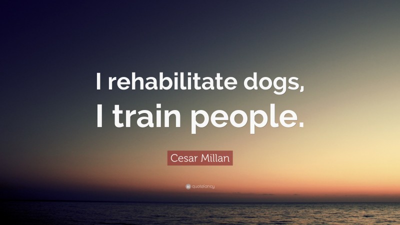 Cesar Millan Quote: “I rehabilitate dogs, I train people.”