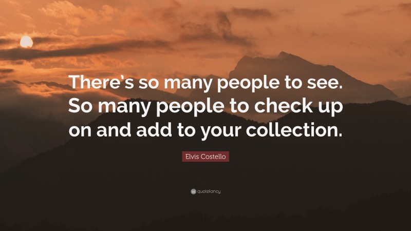 Elvis Costello Quote: “There’s so many people to see. So many people to check up on and add to your collection.”