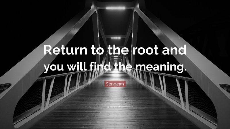 Sengcan Quote: “Return to the root and you will find the meaning.”