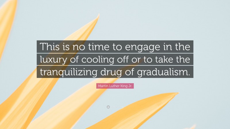 Martin Luther King Jr. Quote: “This is no time to engage in the luxury of cooling off or to take the tranquilizing drug of gradualism.”