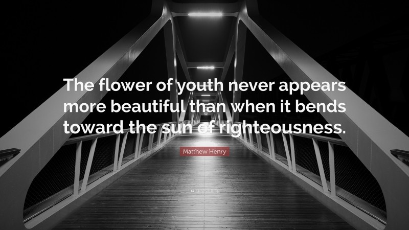 Matthew Henry Quote: “The flower of youth never appears more beautiful than when it bends toward the sun of righteousness.”