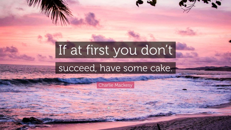 Charlie Mackesy Quote: “If at first you don’t succeed, have some cake.”