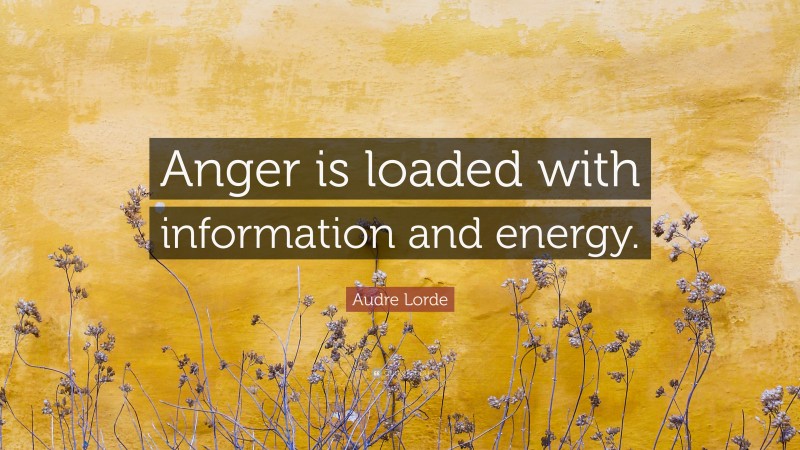 Audre Lorde Quote: “Anger is loaded with information and energy.”