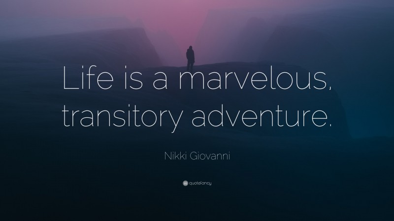 Nikki Giovanni Quote: “Life is a marvelous, transitory adventure.”