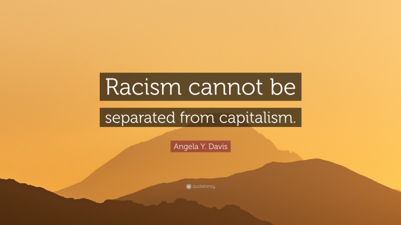 Angela Y. Davis Quote: “Racism cannot be separated from capitalism.”