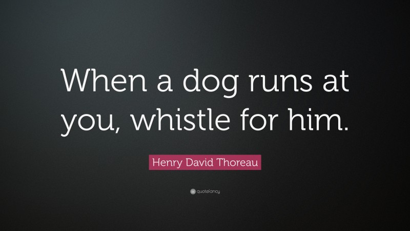 Henry David Thoreau Quote: “When a dog runs at you, whistle for him.”