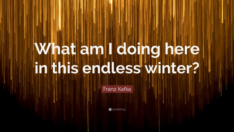 Franz Kafka Quote: “What am I doing here in this endless winter?”