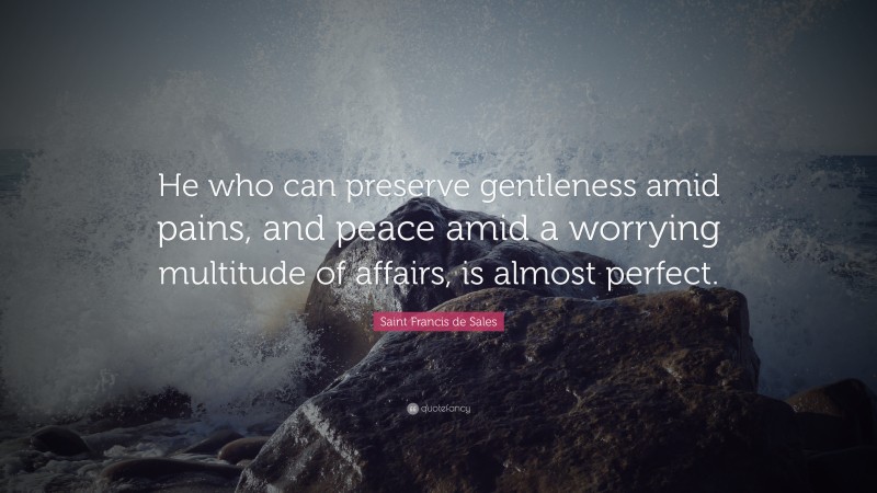 Saint Francis de Sales Quote: “He who can preserve gentleness amid pains, and peace amid a worrying multitude of affairs, is almost perfect.”