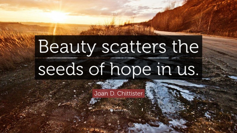 Joan D. Chittister Quote: “Beauty scatters the seeds of hope in us.”