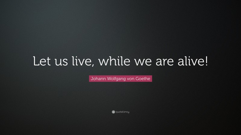 Johann Wolfgang von Goethe Quote: “Let us live, while we are alive!”