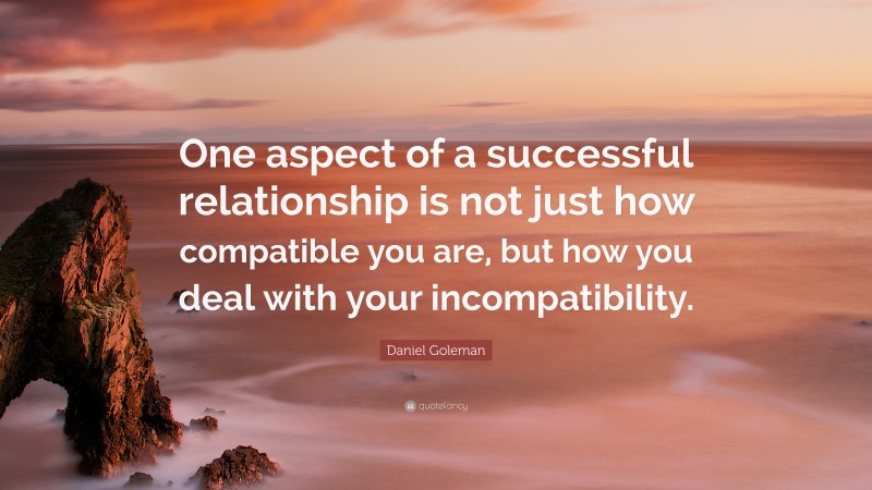 Daniel Goleman Quote: “One aspect of a successful relationship is not just how compatible you are, but how you deal with your incompatibility.”