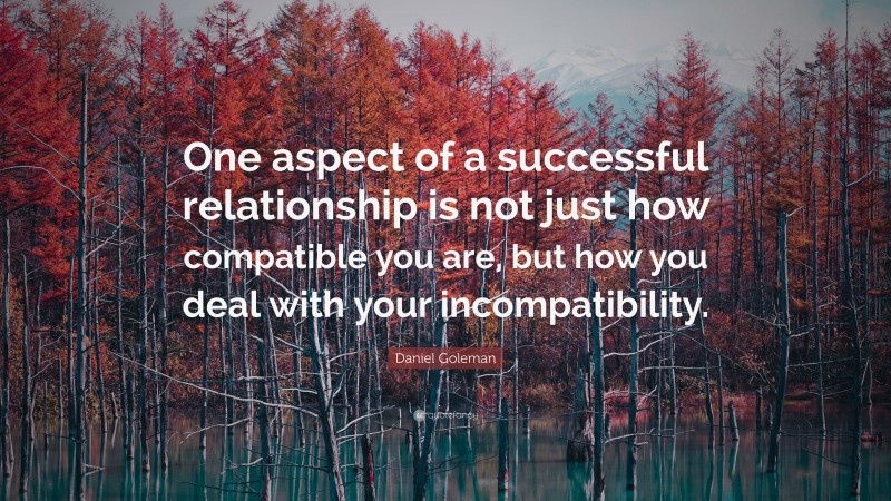 Daniel Goleman Quote: “One aspect of a successful relationship is not just how compatible you are, but how you deal with your incompatibility.”