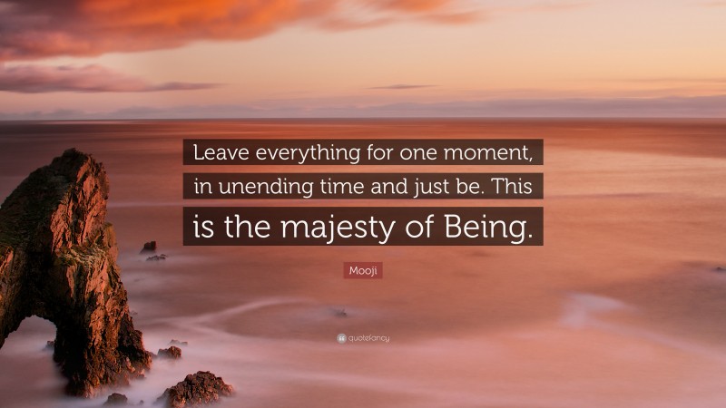 Mooji Quote: “Leave everything for one moment, in unending time and just be. This is the majesty of Being.”