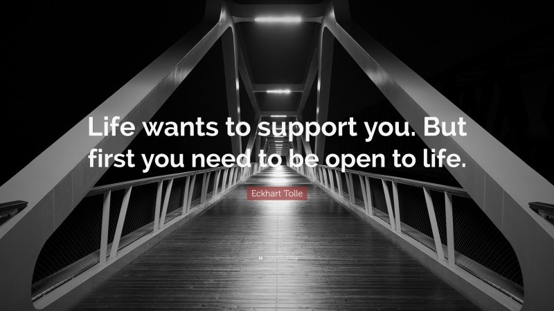 Eckhart Tolle Quote: “Life wants to support you. But first you need to be open to life.”