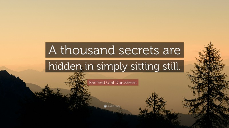 Karlfried Graf Durckheim Quote: “A thousand secrets are hidden in simply sitting still.”