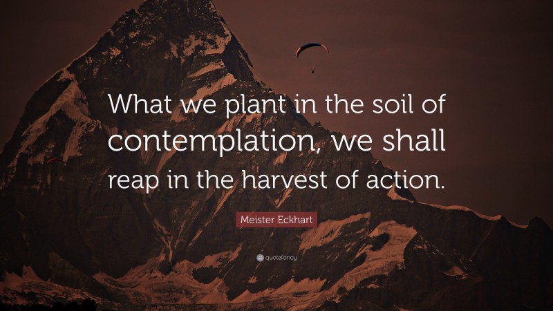 Meister Eckhart Quote: “What we plant in the soil of contemplation, we shall reap in the harvest of action.”