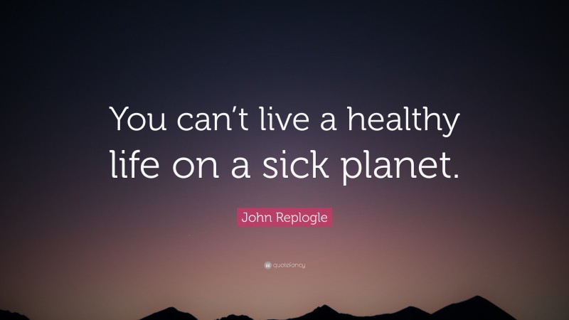 John Replogle Quote: “You can’t live a healthy life on a sick planet.”