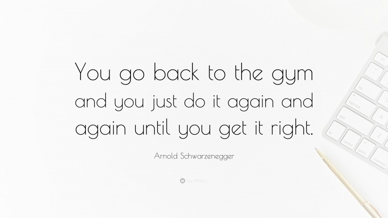 Arnold Schwarzenegger Quote: “You go back to the gym and you just do it again and again until you get it right.”