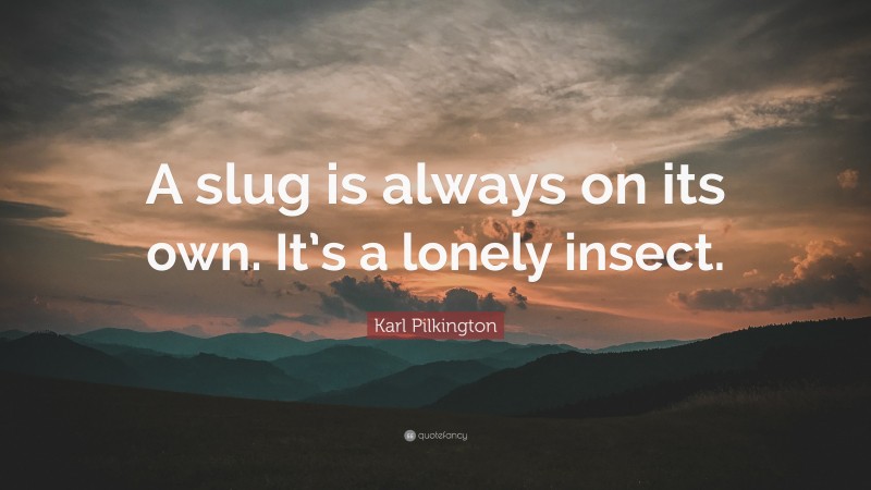 Karl Pilkington Quote: “A slug is always on its own. It’s a lonely insect.”