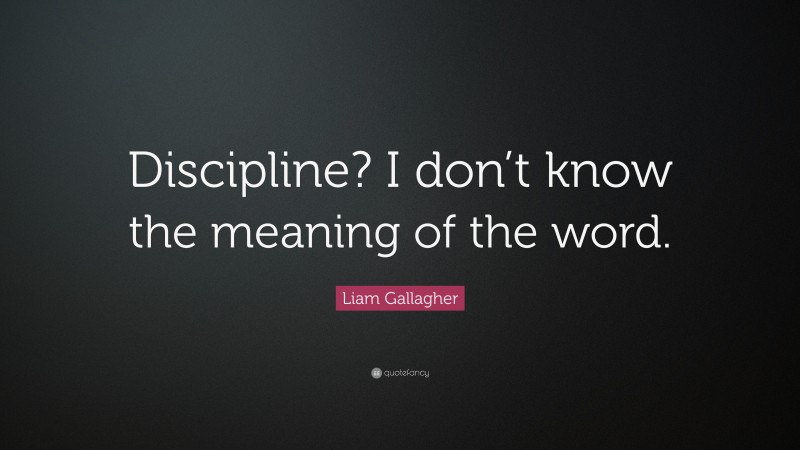 Liam Gallagher Quote: “Discipline? I don’t know the meaning of the word.”