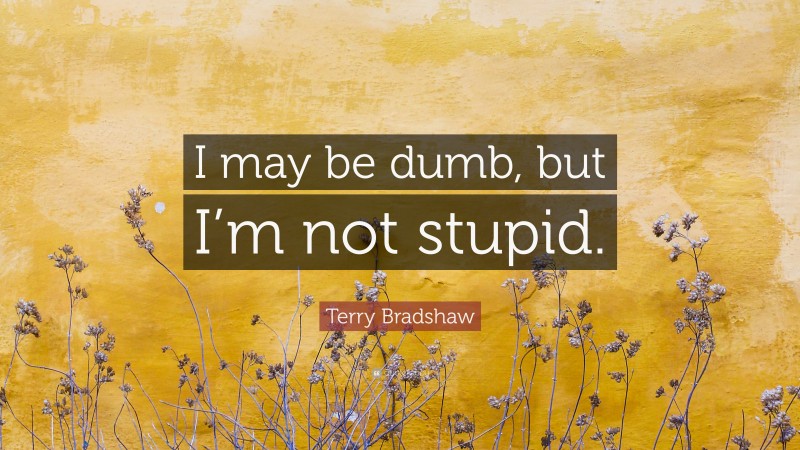 Terry Bradshaw Quote: “I may be dumb, but I’m not stupid.”