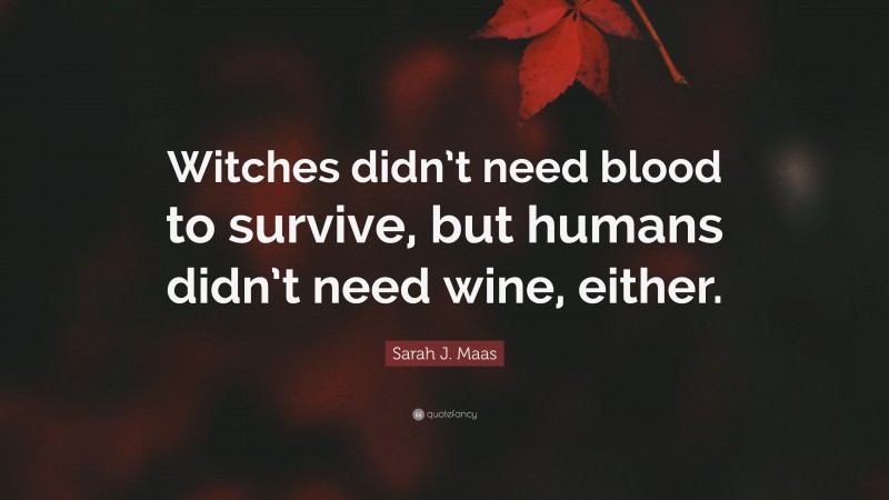 Sarah J. Maas Quote: “Witches didn’t need blood to survive, but humans didn’t need wine, either.”