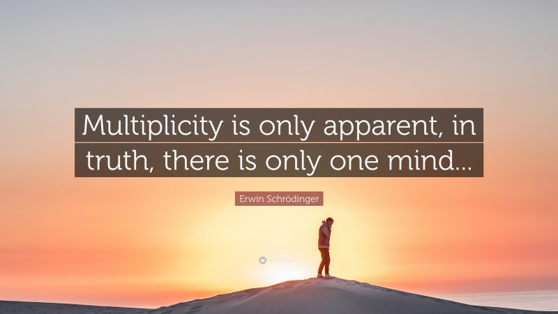 Erwin Schrödinger Quote: “Multiplicity is only apparent, in truth, there is only one mind...”